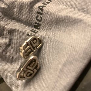 Balenciaga silver logo earrings